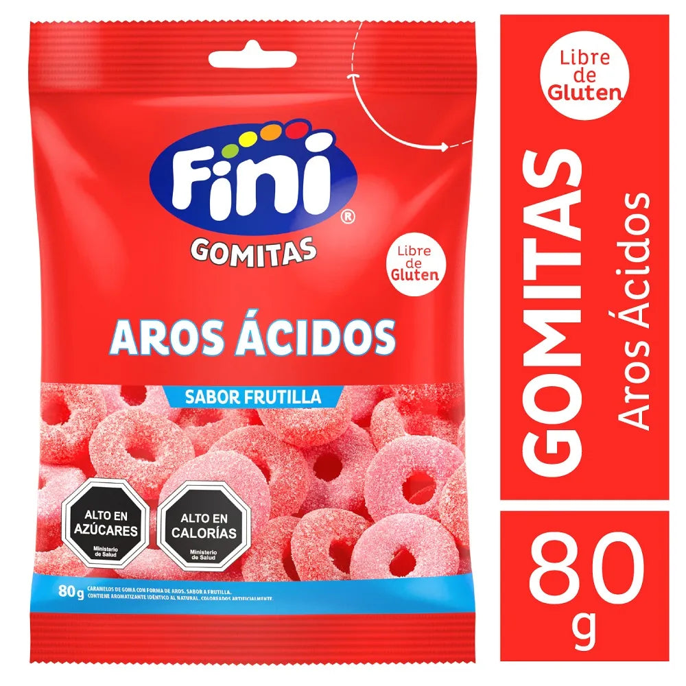 Gomitas Fini Aros Ácidos 80 g (Caja 12 un)
