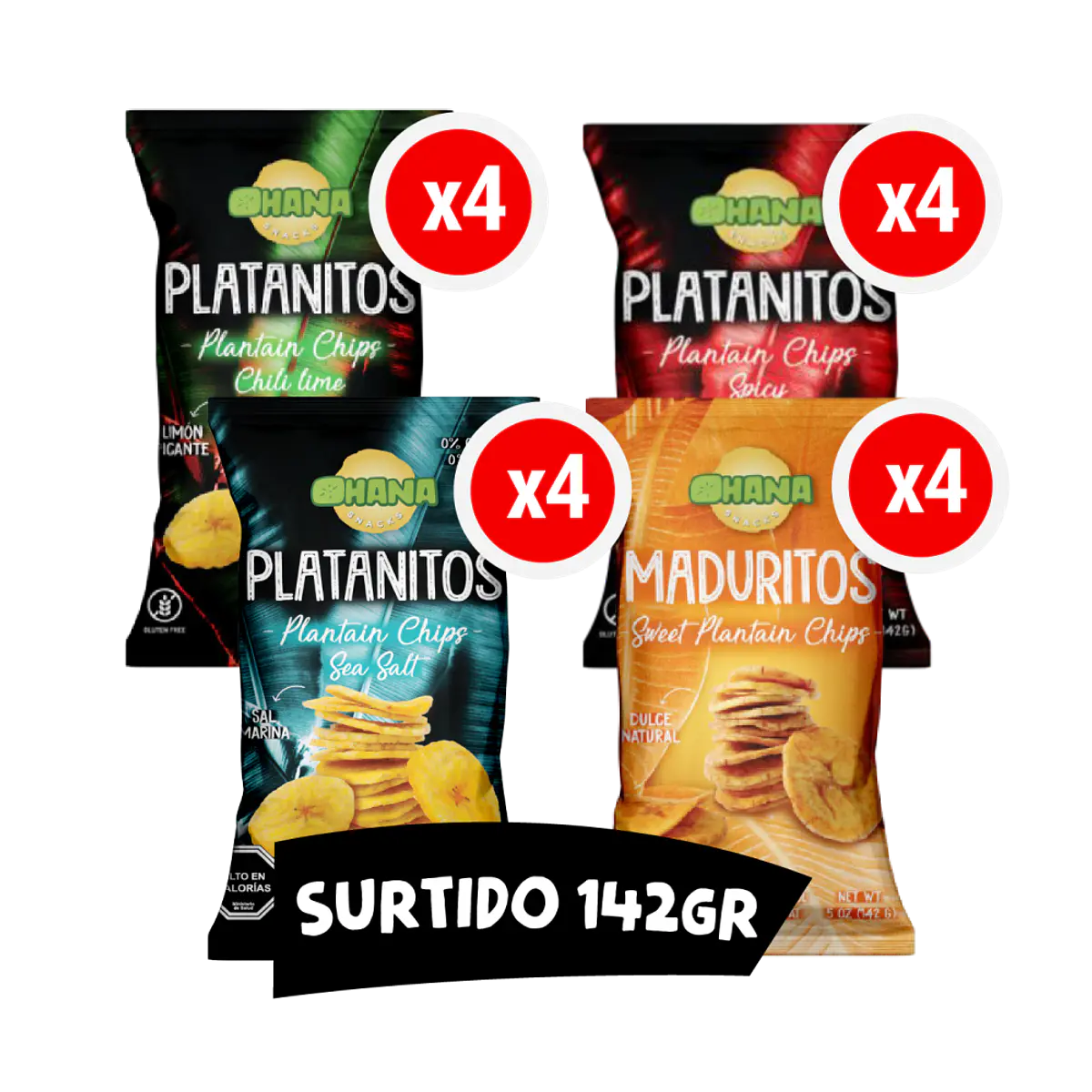 Caja Surtida de Platanito Ohana de 142gr