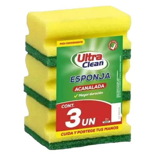 Esponja Acanalada Amarilla Verde Pack 3 Unidades