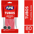 Tubos Fini Frutilla Ácida 80 g (Caja 12 un)