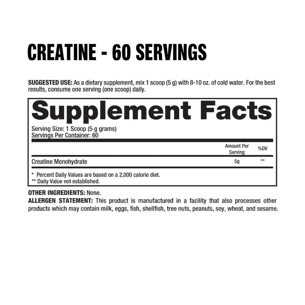 Información nutricional Creatina Dragon Pharma 300gr