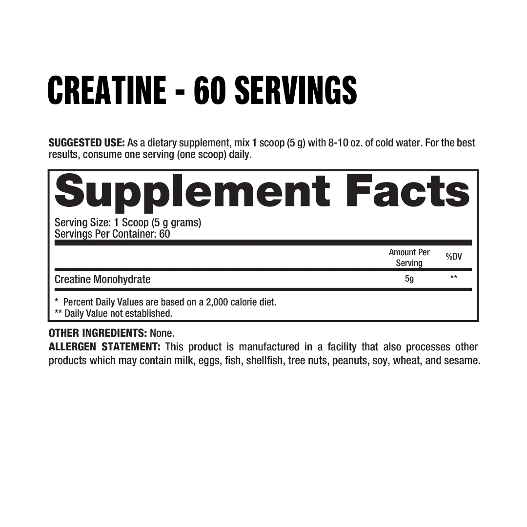 Información nutricional Creatina Dragon Pharma 300gr