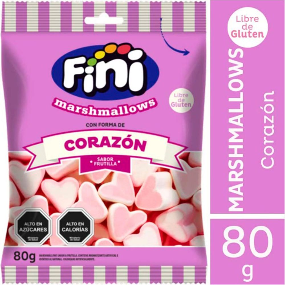 Marshmallows Fini Corazón 80 g (Caja 12 un)