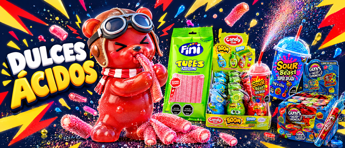 Dulces ácidos por mayor: Fini Tubes, Candy Club Spray, Sour Beast y Acid Pencil