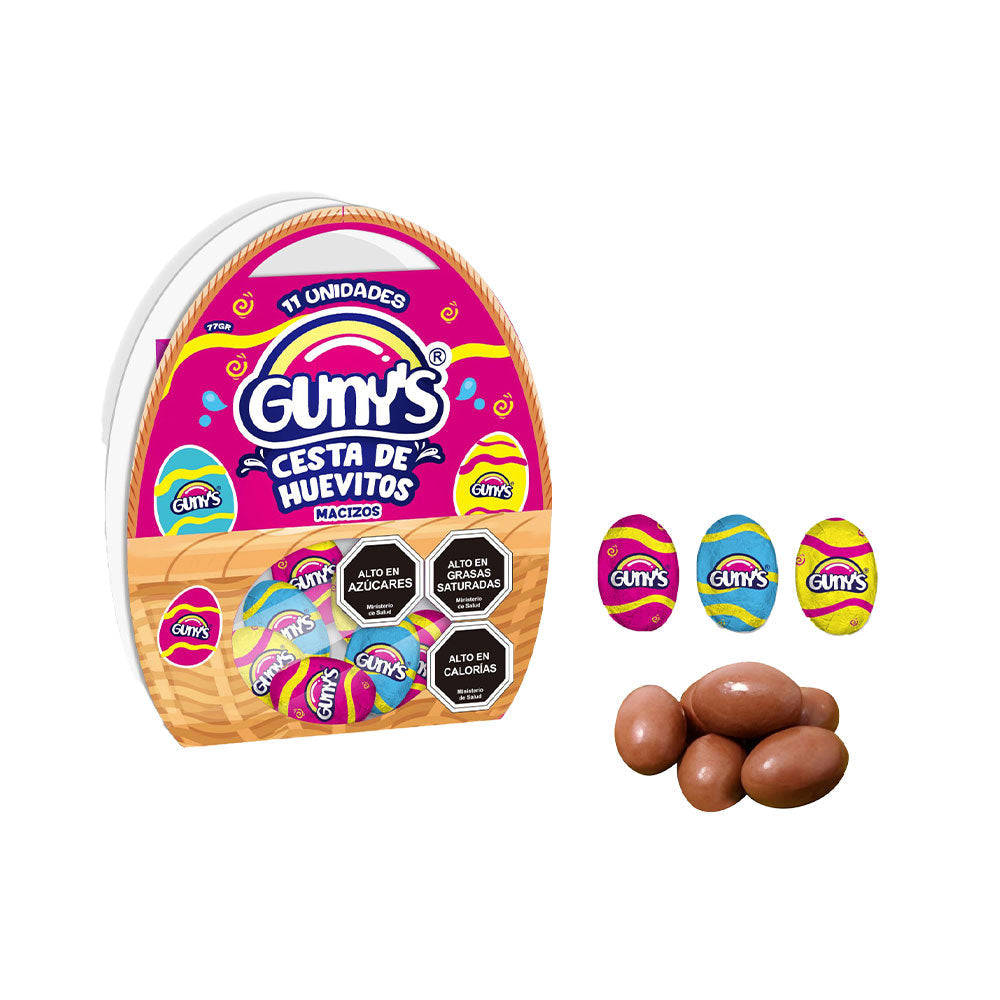 Pascua Gunys Cesta con Huevitos de Chocolate 77gr